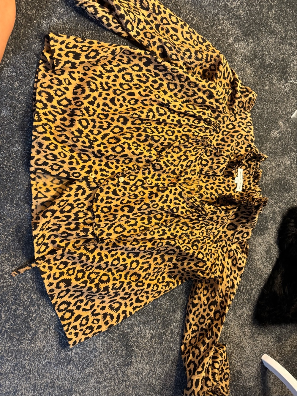 Leopard Print Ruffled Blouse - Yellow & Black